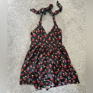 UO cherry mini halter dress